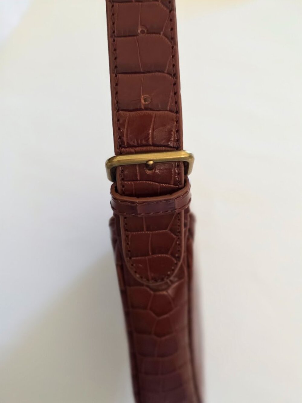 J.Crew Copenhagen Croc-Embossed Cowhide Leather Shoulder Bag Brown - Like New - Picture 13 of 16